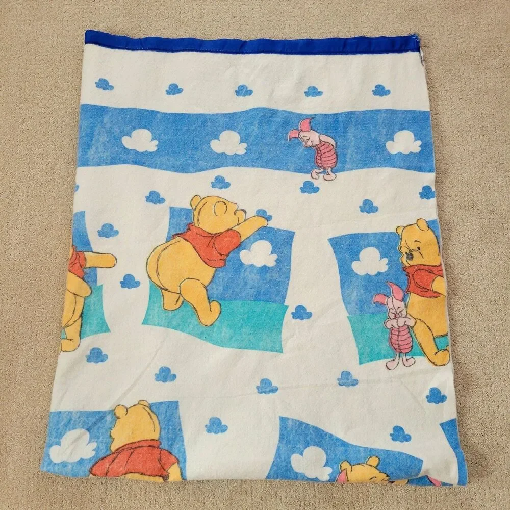 Vintage 90s Winnie The Pooh Clouds Twin Reversible Comforter Blanket Pillow Set